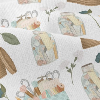 Sewing Utensils In A Bamboo Ba Modern Jersey