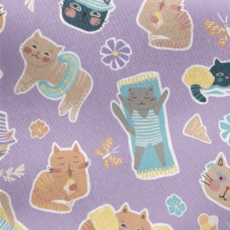 Cat Enjoying Summer On The Bea Jersey Backed Fleece