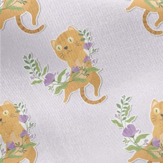 Cute Kitten Weaving A Wreath Jersey Backed Fleece