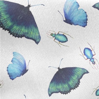 Hand Drawn Colorful Butterfly Jersey Backed Fleece