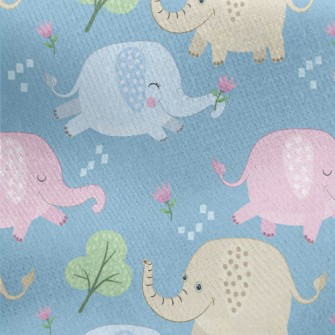 Naughty Colorful Baby Elephant Jersey Backed Fleece