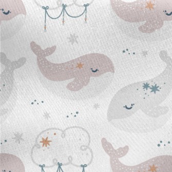 Cute Whale Clouds And Stars Jersey Backed Fleece
