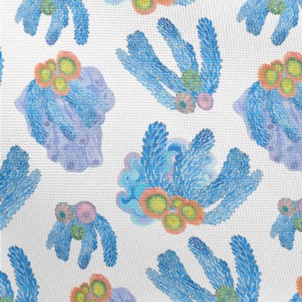 Watercolor Blue Flowing Coral Pongee