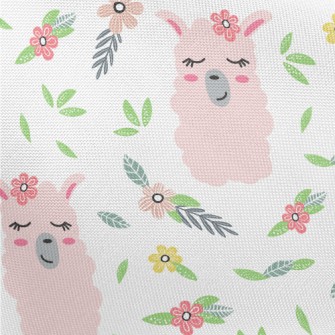 Alpaca Wearing Pink Flowers Pongee
