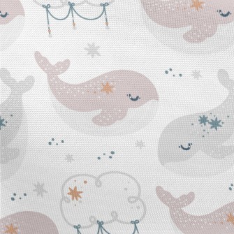 Cute Whale Clouds And Stars Pongee