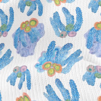 Watercolor Blue Flowing Coral Stretch Jersey