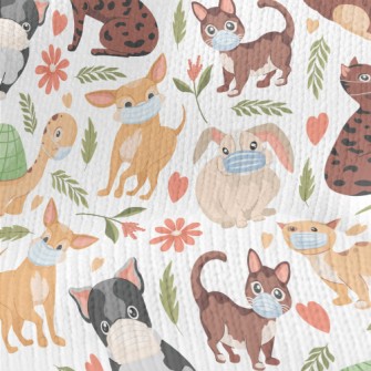 Small Animals Wearing Masks Stretch Jersey