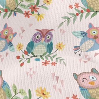 Owl Winking On A Branch Stretch Jersey
