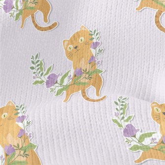 Cute Kitten Weaving A Wreath Stretch Jersey