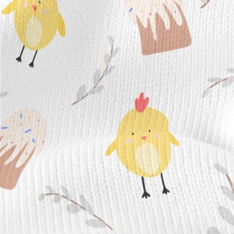 Yellow Chick And Egg Cake Stretch Jersey