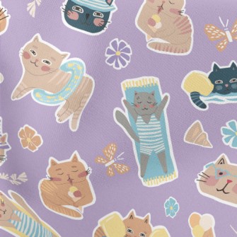 Cat Enjoying Summer On The Bea Lightweight Cotton Poplin