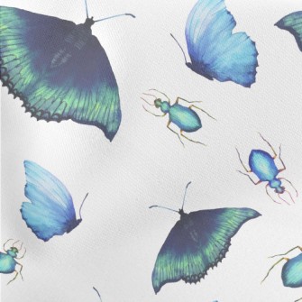 Hand Drawn Colorful Butterfly Lightweight Cotton Poplin