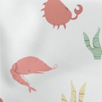 Red Crab And Shrimp Next To Se Lightweight Cotton Poplin