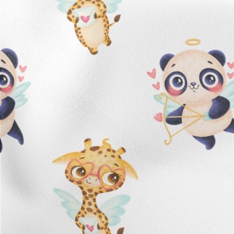 Panda And Cupid The Giraffe Lightweight Cotton Poplin