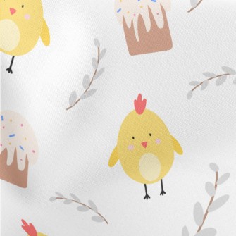 Yellow Chick And Egg Cake Lightweight Cotton Poplin