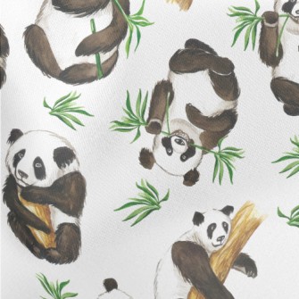 Pandas Are Enjoying A Feast Lightweight Cotton Poplin