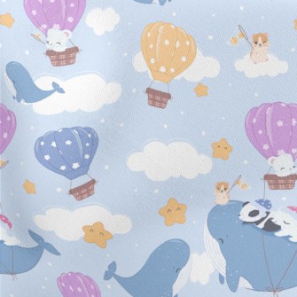 Blue Whale Taxi In The Sky Lightweight Cotton Poplin