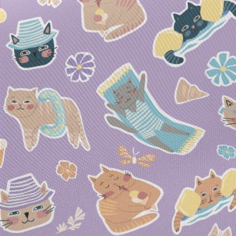 Cat Enjoying Summer On The Bea Midweight Cotton Poplin