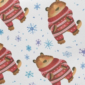 Tiger In A Warm Sweater Midweight Cotton Poplin