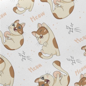 Funny Kittens Playing Midweight Cotton Poplin