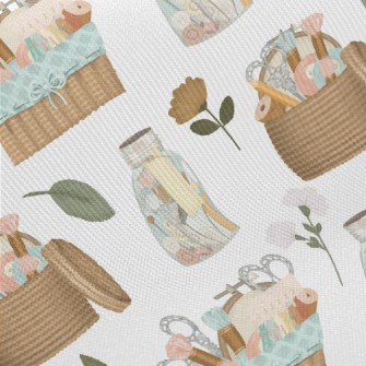 Sewing Utensils In A Bamboo Ba Midweight Cotton Poplin