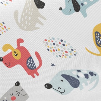 Naughty And Funny Colorful Pup Midweight Cotton Poplin