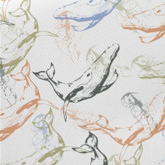 Whales Roaming The Sea Floor Midweight Cotton Poplin