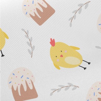 Yellow Chick And Egg Cake Midweight Cotton Poplin