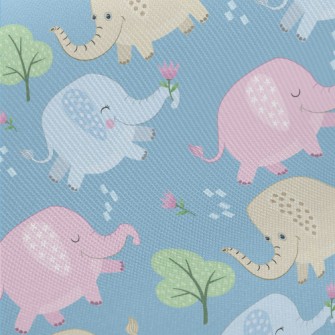 Naughty Colorful Baby Elephant Midweight Cotton Poplin