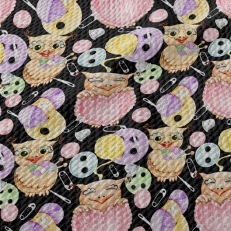 Animals Holding Sewing Supplie Birdseye Piqué