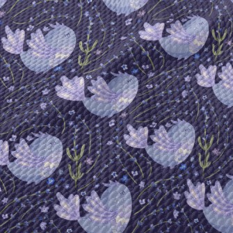 Purple Flowers Surround Purple Birdseye Piqué