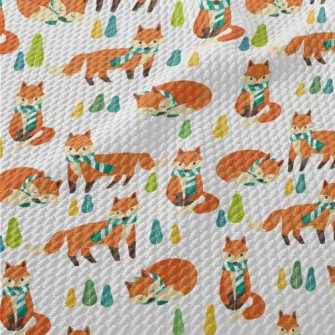 Scarf Fox Ready For Winter Birdseye Piqué