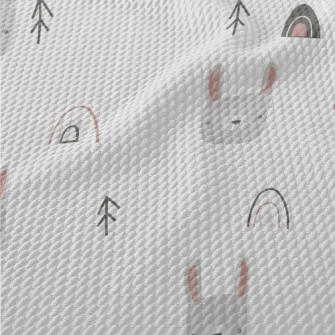 Cute Rabbit In The Woods Birdseye Piqué