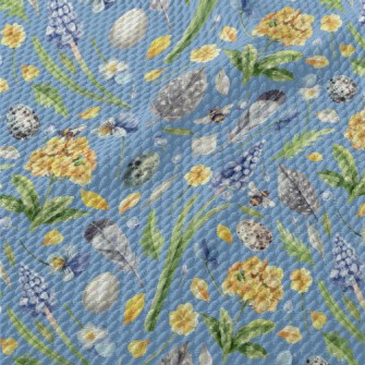 Spring Landscape In Watercolor Birdseye Piqué