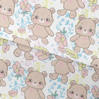 Hand Drawn Style Bear And Flow Waterproof Oxford