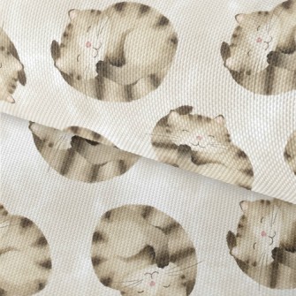 Striped Cat Curled Up Waterproof Oxford