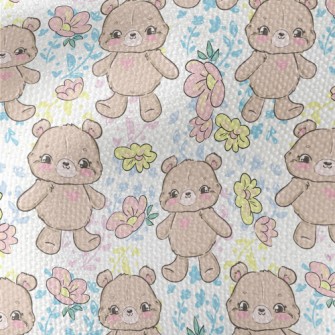 Hand Drawn Style Bear And Flow Waterproof Canvas