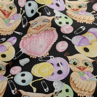 Animals Holding Sewing Supplie Athletic Mesh Flat Back