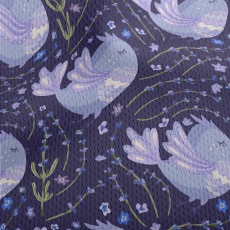 Purple Flowers Surround Purple Athletic Mesh Flat Back