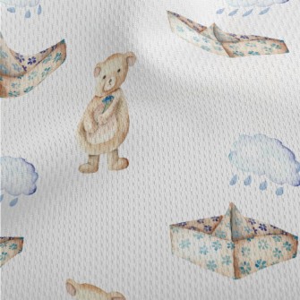 Paper Boat And Bear In The Clo Athletic Mesh Flat Back