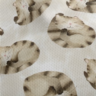 Striped Cat Curled Up Athletic Mesh Flat Back