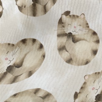 Striped Cat Curled Up Terry