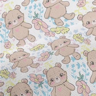 Hand Drawn Style Bear And Flow Performance Linen