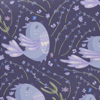 Purple Flowers Surround Purple Twill