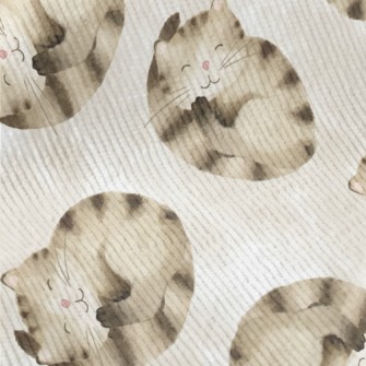 Striped Cat Curled Up Standard Corduroy