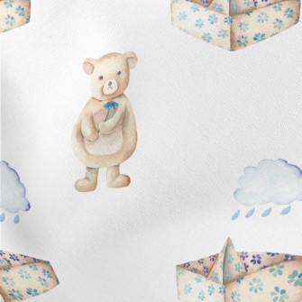Paper Boat And Bear In The Clo Stretch Ponte