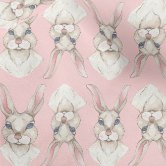 Blue-eyed Rabbit In Watercolor Micro Fleece