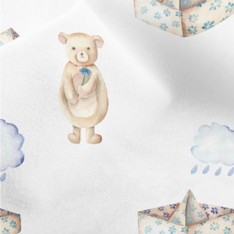Paper Boat And Bear In The Clo Micro Fleece