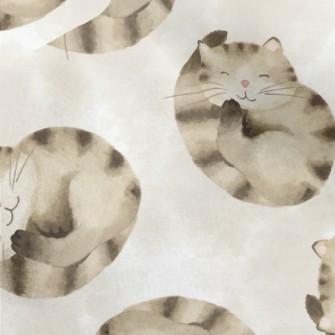 Striped Cat Curled Up Micro Fleece