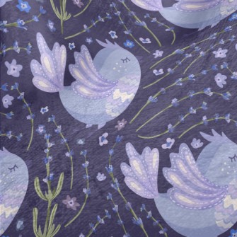 Purple Flowers Surround Purple Minky